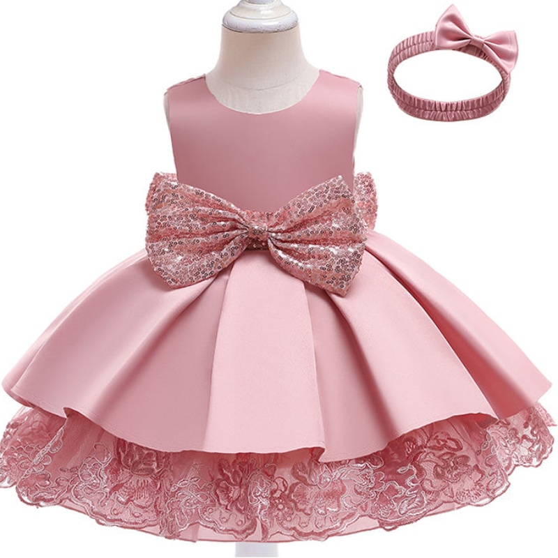 Baby Girl Flitry Bow Tie Princess šaty kojenecké dívky Holiday Dance Performance Stress With Hair Band