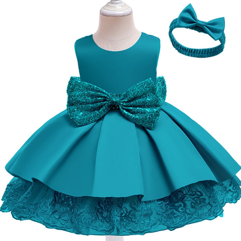 Baby Girl Flitry Bow Tie Princess šaty kojenecké dívky Holiday Dance Performance Stress With Hair Band