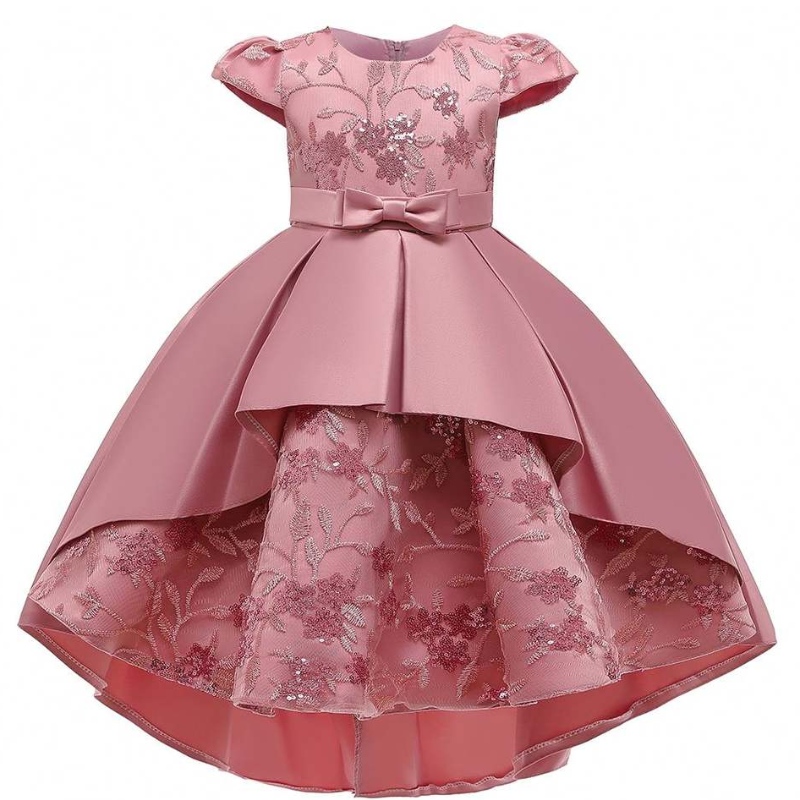 Baige Vysoce kvalitní děti dlouhé oděvy dívky večírky Šatyna krátký rukáv šaty Frock Design pro holčičku T5170