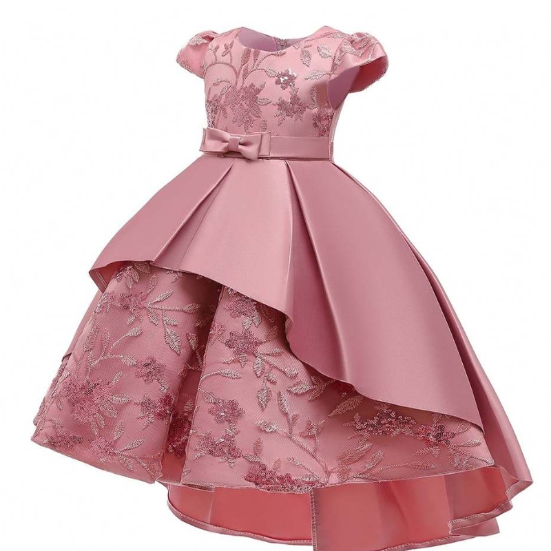 Baige Vysoce kvalitní děti dlouhé oděvy dívky večírky Šatyna krátký rukáv šaty Frock Design pro holčičku T5170