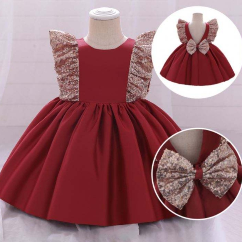 Baige New Flower Flower Baby Girl Maxi First Communion Šaty s krásným lukem