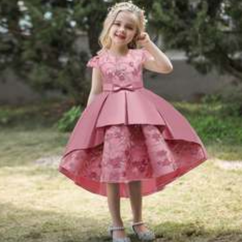 Baige Vysoce kvalitní letní frock Kids Party Wear Flower Girl Western Party Formální vlečnénarozeninové šaty T5170