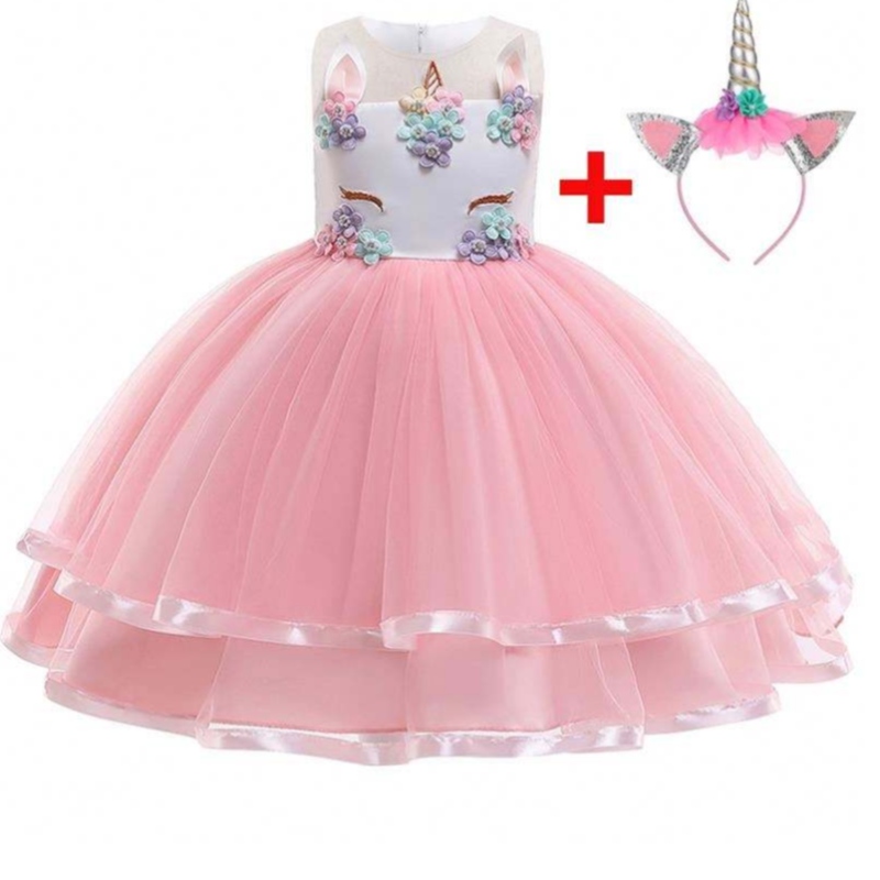 2021 Nové květů Unicorn Party Dress 5 Color K dispozici Kids Girls Party Dress djs002