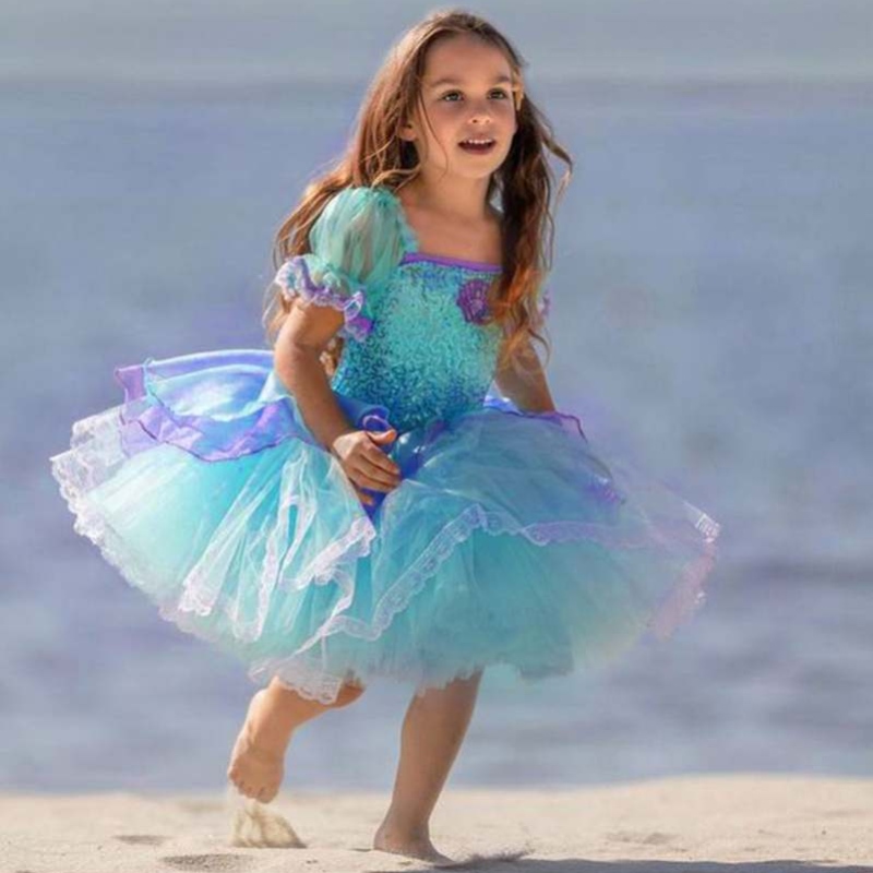 Baigelittle mořská panna Ariel Princess šaty halloweenské kostýmy oblékat sena party dívky cosplay dětské plesové šaty