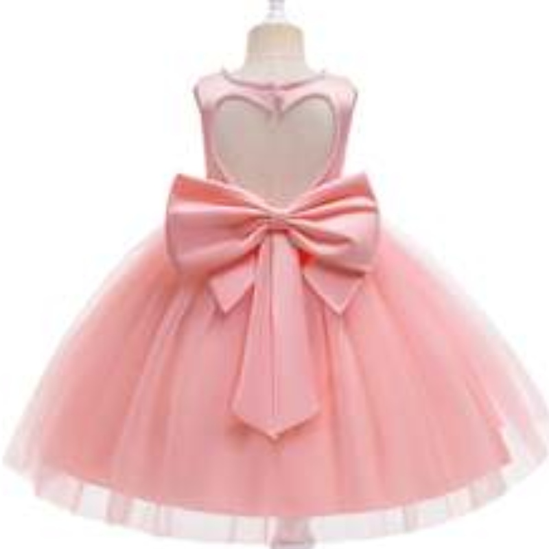 Baige Nová móda 6 let Old Elegant Flower Girl Party Dress V-Neck Back Birthday šaty L5273