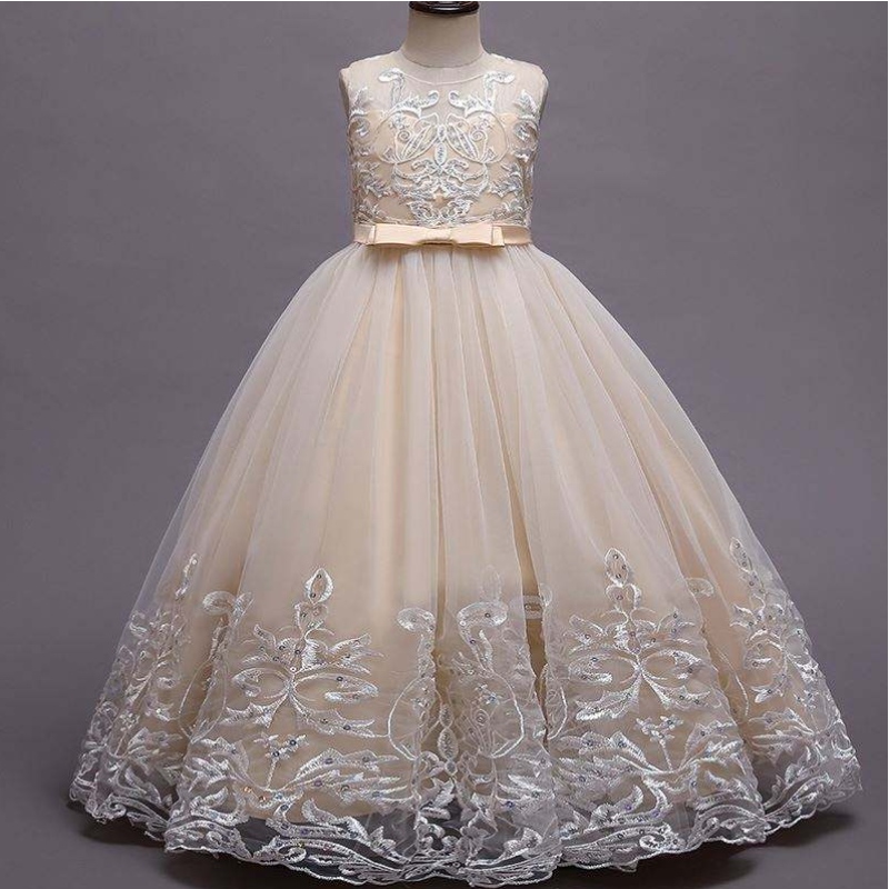 Baige dlouhý styl děti svatební míče šaty dívky dívky frock design dětské partynosit dlouhé šaty