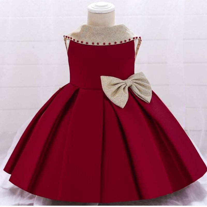 Baige bez rukávů dětinarozeninová párty oblečení princezny šaty 0-6y backless baby mini dívčí šaty l1986xz