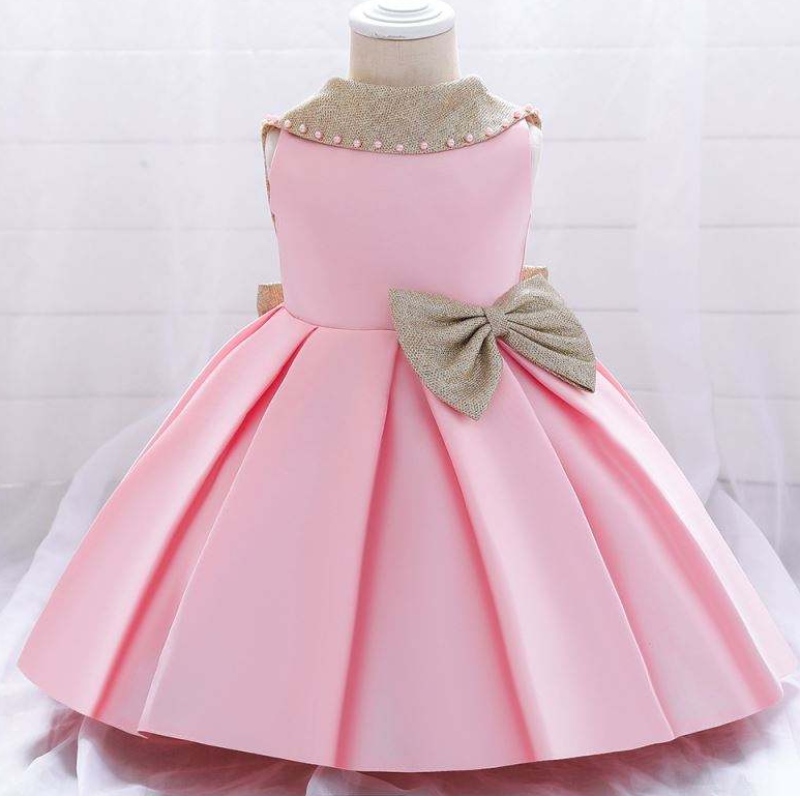 Baige bez rukávů dětinarozeninová párty oblečení princezny šaty 0-6y backless baby mini dívčí šaty l1986xz
