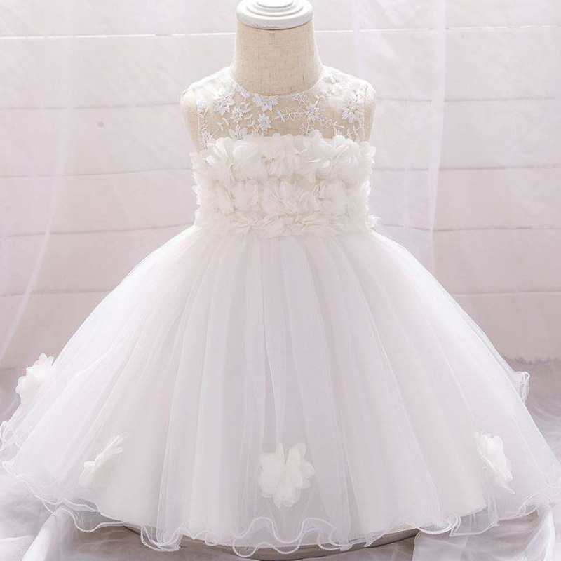 Baige New Frock Designs Girls \\ 'Oděvnovorozený květ děti párty oblečení křest šaty l1920xz