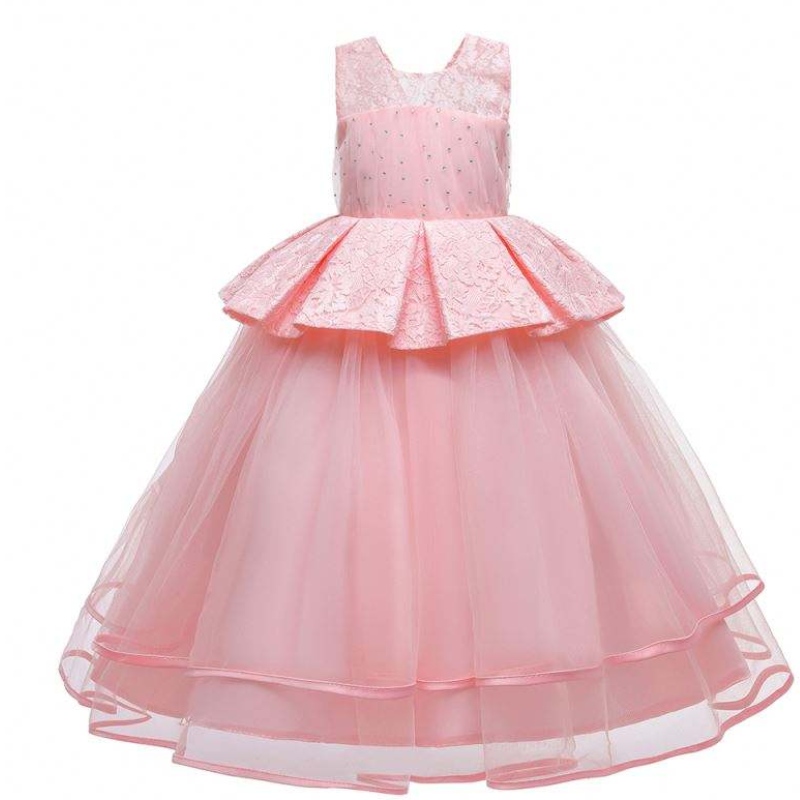 Baige Elegantní děti dlouhé šaty dívky Děti PROM DLOUHÉ FREK Evening šaty Luxusní šaty LP-275