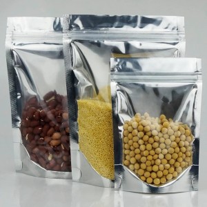 Hliníkové sáčkyna sáčky, čistě přední strana s hliníkovou fólií zad uzavíratelné ziplock a tepelné těsnění pro skladování potravin