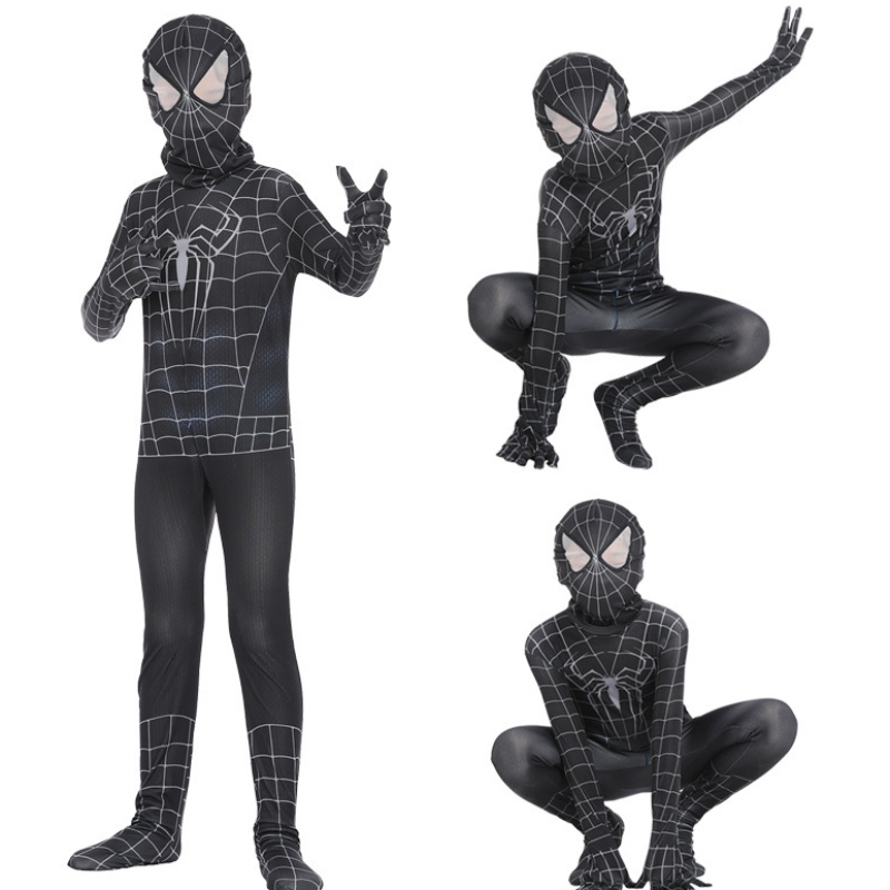 Spiderman Cosplay Black Bodysuit Hero Role hrajte těsný anime kombinér Halloween kostým