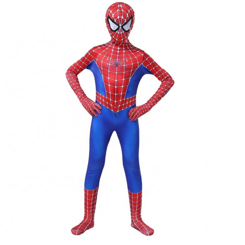 Zip Up Classic Movie Anime těsná kombinéza pro Halloween Carnival Amazing Spiderman cosplay kostým pro děti s maskouna obličej