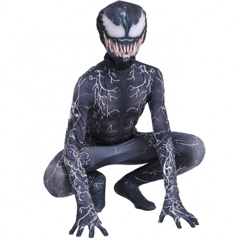 Černý sval zentai kombinéza Dospělé superhrdiny děsivé horor kombinéza Spiderman Halloween cosplay symbiote jed pro chlapce