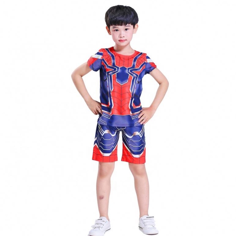 Nový styl polyesterové sportovní obleky příležitostné oblečení Halloween Party Cosplay Spiderman Suits Top&shorts pro děti chlapce