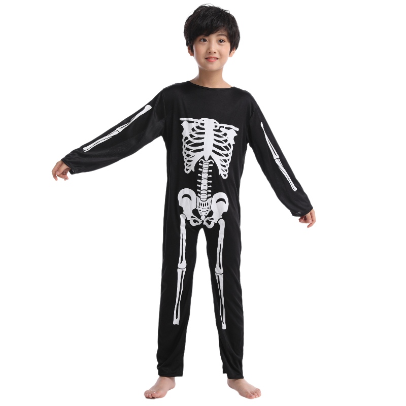 2022 Amazon Děti kombinéza Halloween party kostým kombinéza s kosterní kostní tisk pro děti