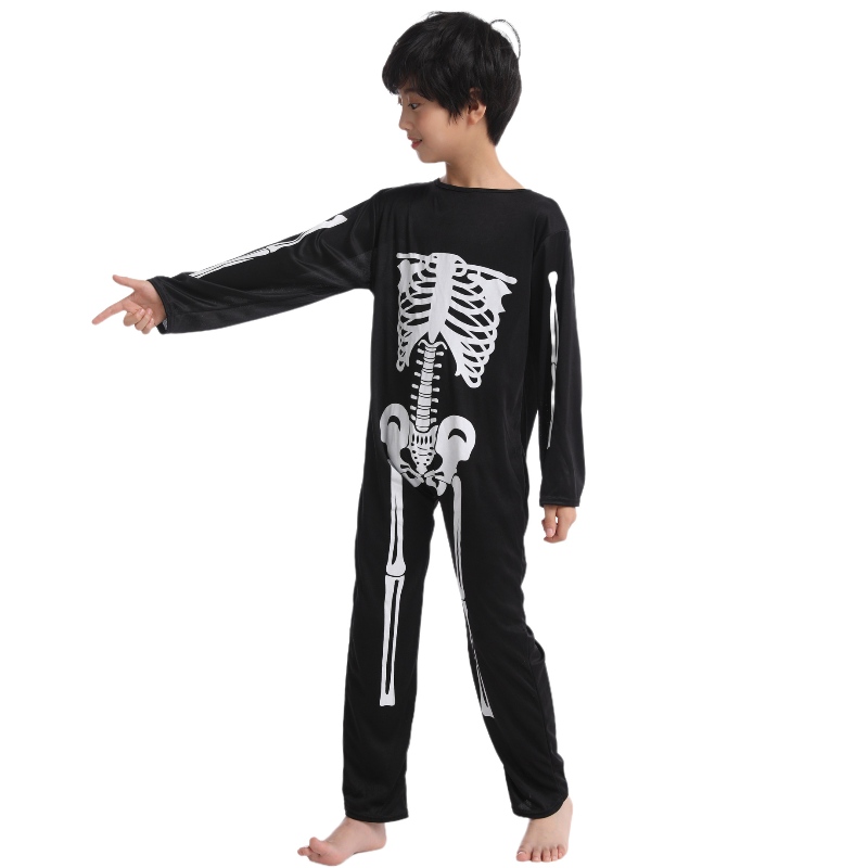 2022 Amazon Děti kombinéza Halloween party kostým kombinéza s kosterní kostní tisk pro děti