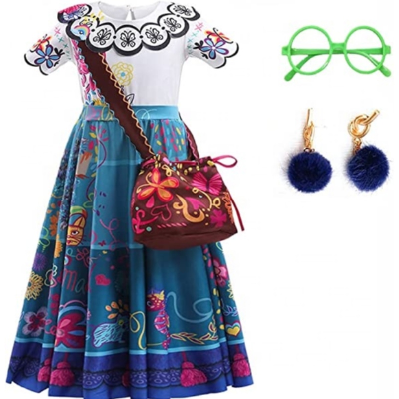 Baige Mirabel cosplay kostým děti děti fantastické karneval halloween princezna šaty encanto madrigal šaty