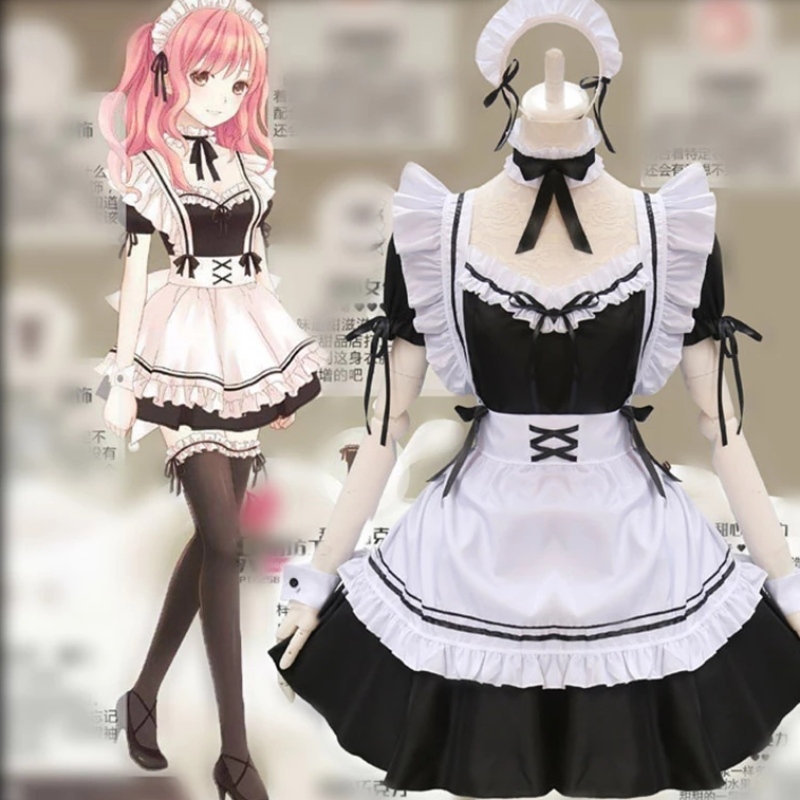 Francouzská zástěra o zástěře Lolita Fancy Dress Cosplay Cosplay Maid šaty Halloween Maid Outfit (S-5XL)