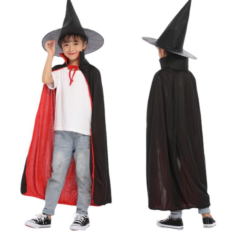 Nový příchod make -up cosplay Cloak Witch Cape s kloboukem Halloween Party Cape for Kids