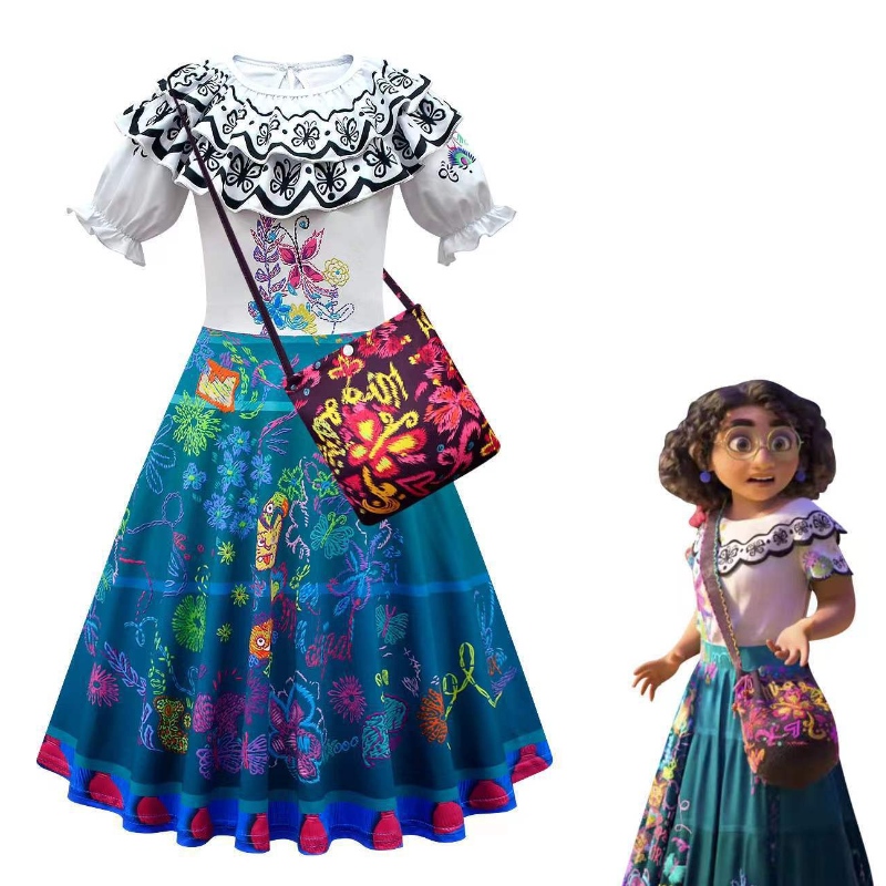 Encanto šaty pro dívčí cosplay kostým Princezna děti \\ Denní výkon Kůsta kouzlo Mirabel Madrid-Children \\'s Carnival