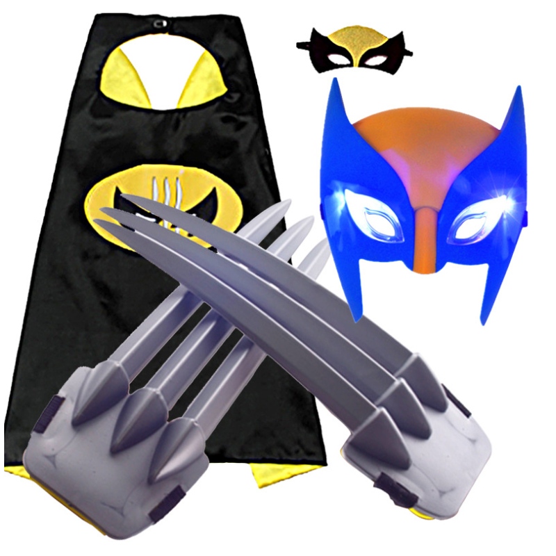 Wolverine Plastic Claw Facepiece Cloak zbraň Halloween cosplay party hračky