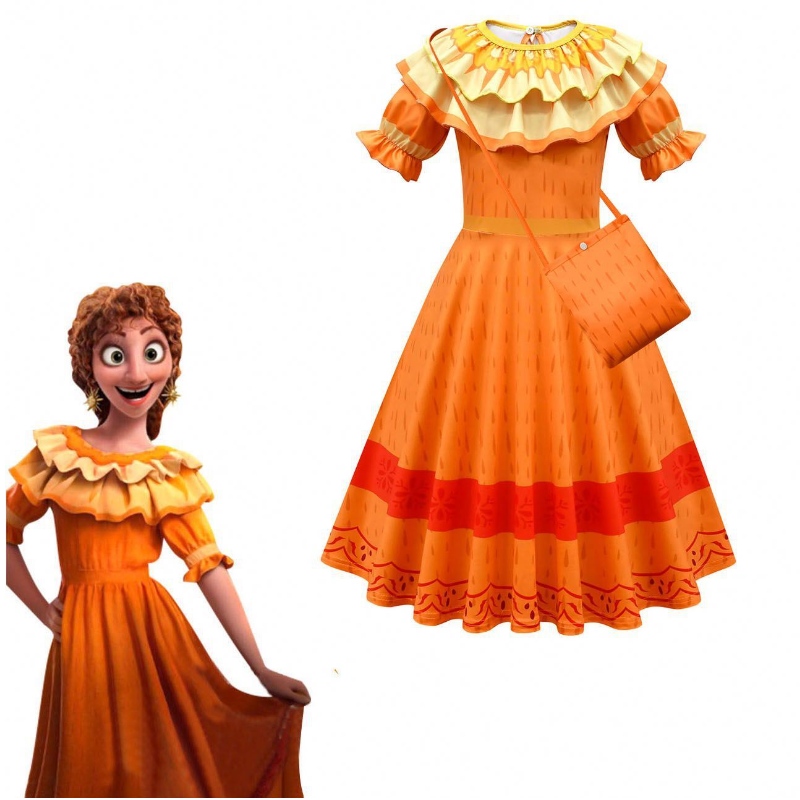 Baige Carnival Halloween Princess Party Clothet Flows Legles Dlouhé šaty Mirabel Encanto kostým