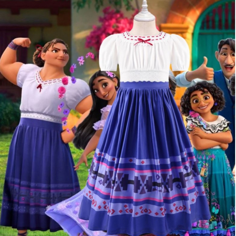 Baige Encanto Blue Lusia Mirabel Isabela Cosplay Cosplay Kostým s krátkými rukávy tematický kostým MFMW010