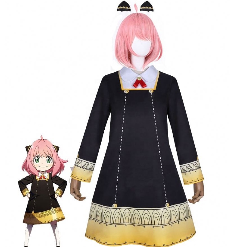 Ecowalson Anya Forger Cosplay Dress and Headwear Spy Family Costume Experiment 007 Anya 's paruka Halloween Carnival Girl \\''s Clothing