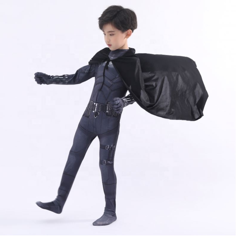Nový styl černé kombinézy Halloween děti superhrdiny kostýmy cosplay kostým Pattinson The Bat Man s Cape&Mask
