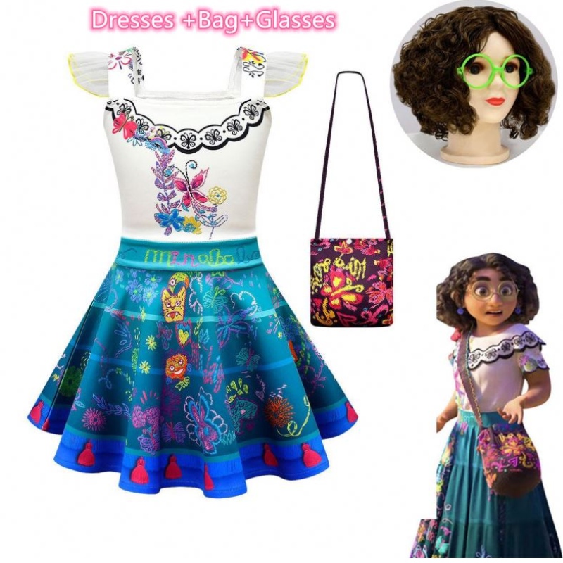 Dívky encanto mirabel cosplay kostým děti karnevalnarozeniny princezna šaty děti encanto šaty