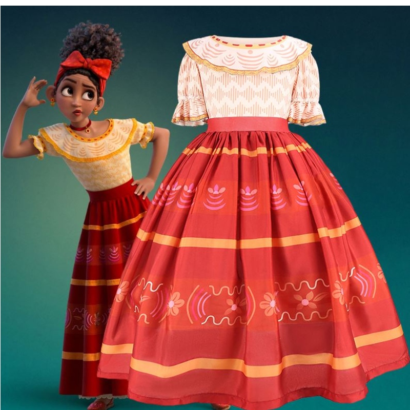 Baige Mirabel cosplay kostým děti děti fantazie karneval halloween princezna oblékat se encanto madrigal šaty