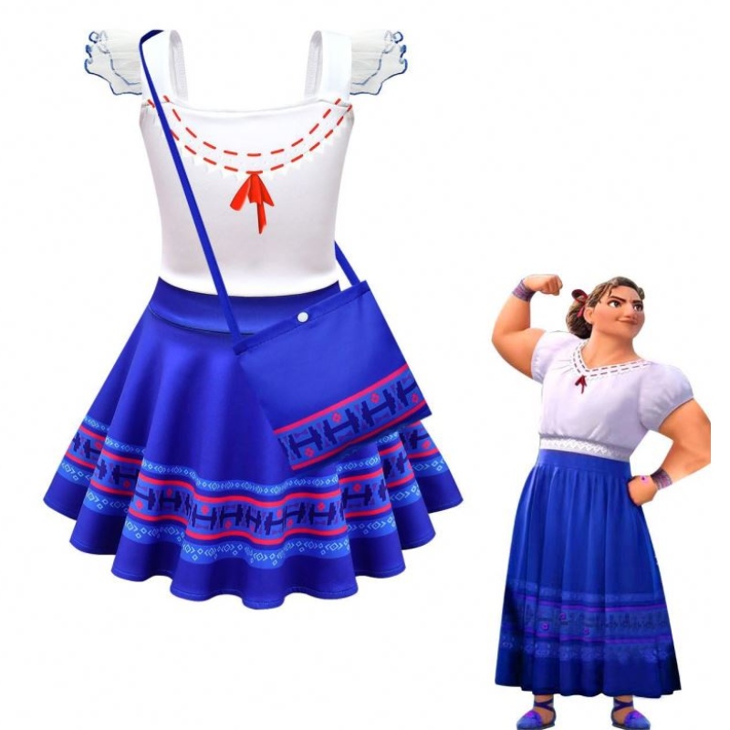Baige Kids Girls Encanto Mirabel Cosplay Cosplay Carnival Halloween Princess Party šaty