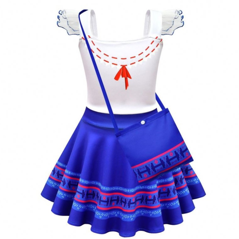 Baige Kids Girls Encanto Mirabel Cosplay Cosplay Carnival Halloween Princess Party šaty