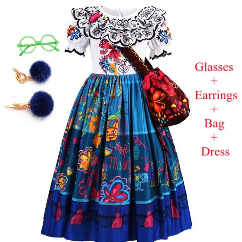 Baige Kids Mirabel Madrigal Movie Costume Halloween Carnival Cosplay Girls Girls Party Princess Encanto šaty