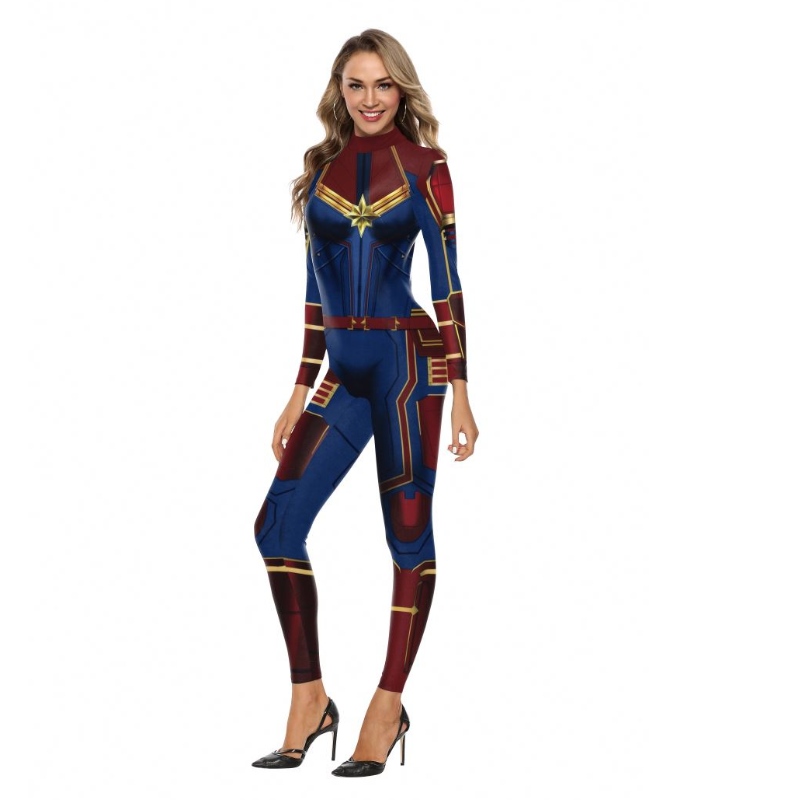 2022 Amazon New Design TV&movie cosplay kostým digitální tisk přenosu tepla kapitán Marvel Character Costume Ladies Bodyit