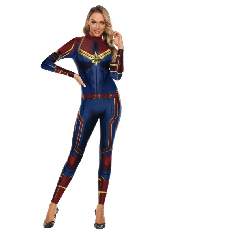 2022 Amazon New Design TV&movie cosplay kostým digitální tisk přenosu tepla kapitán Marvel Character Costume Ladies Bodyit