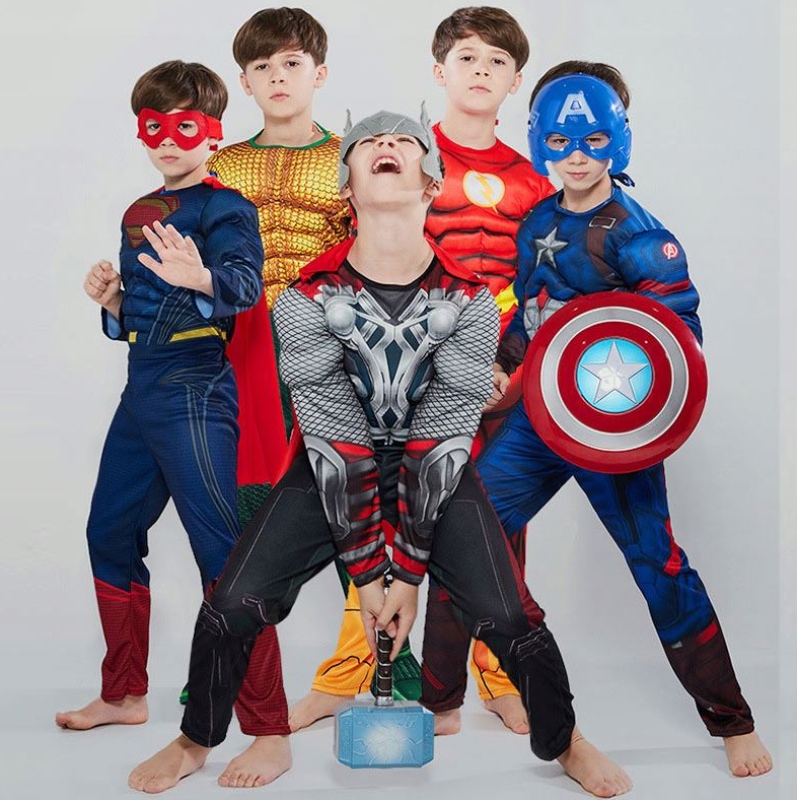 Svalové oblečení pro chlapce flash kostýmy fantasy oblékání kombinézy Kids Movie Carnival Party Halloween Christmas Party Cos Suits