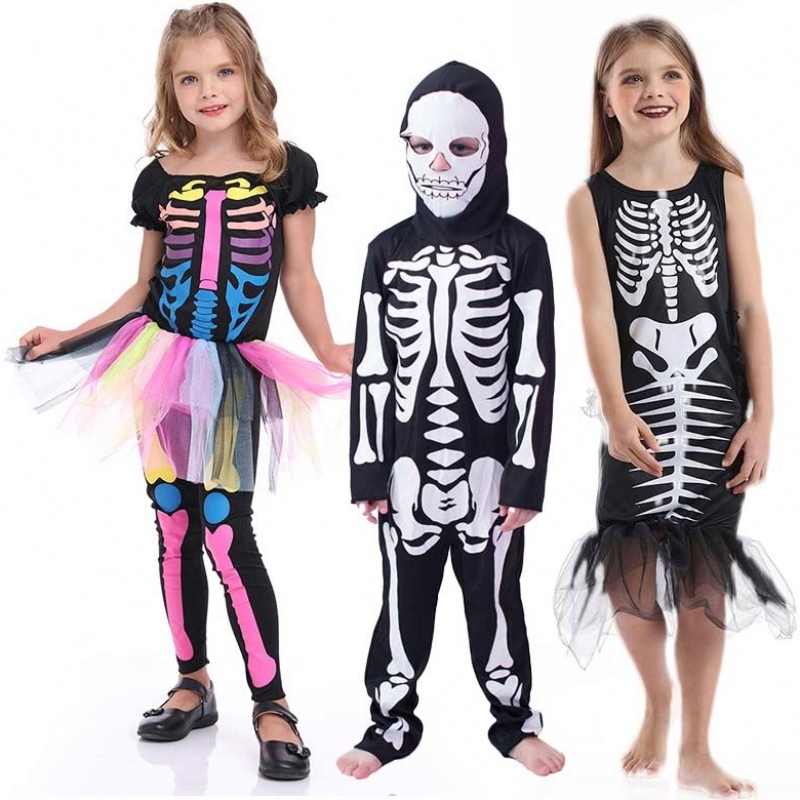 Halloween hrůzostrašný oblékání kosterní dívky chlapec dětské kosti kostým HCVM-002