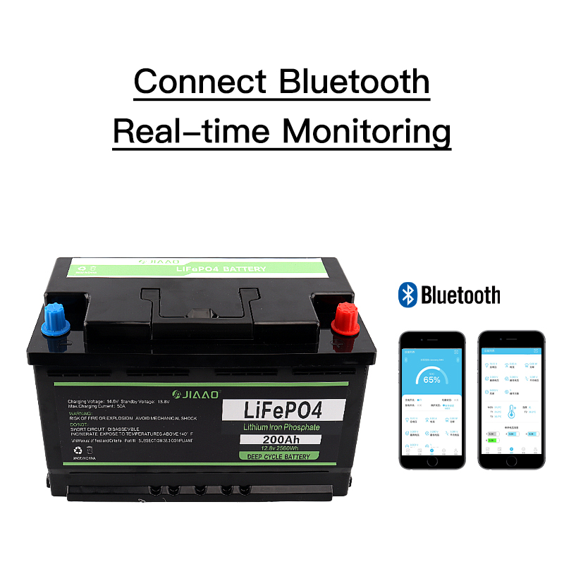JiaAo lithium železný fosforečnanová baterie životnípo4 12v 100/200AH rv námořní hluboký cyklus bms Bluetooth lithiová baterie