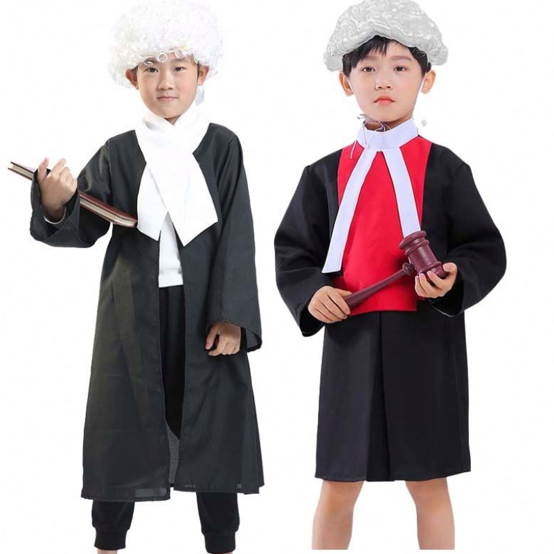 Halloweenský výkon výkonný cosplay coats mateřské školy okupace soudce Robes Stage Party Dress Children Costume HCBC-007