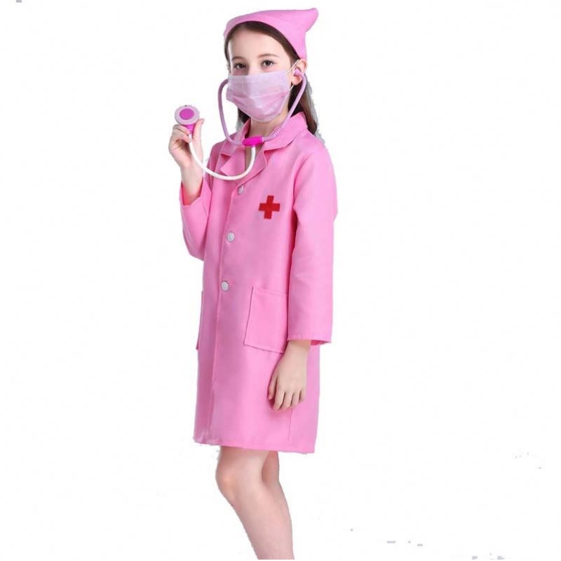 Kids Doctor Nurse Uniform Cosplay Boy Girl White Pink Kids Nurse Costém HCBC-011