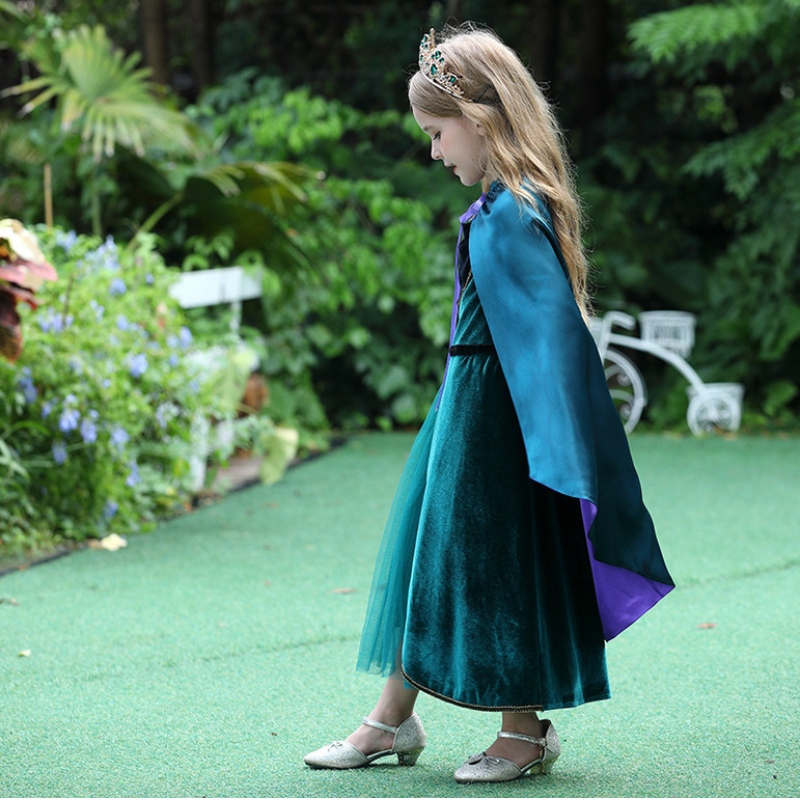 Elegantní šaty Anna pro dívky s dlouhým rukávem Velvet Kids Halloween Party Costoes Princess Fancy Cosplay oblečení
