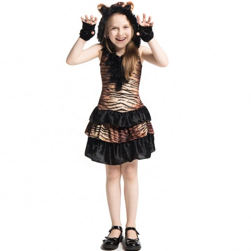 Horký prodej dívek Halloween Animal Cosplay Cosplay Halloween Party Tiger Fancy Costém pro děti