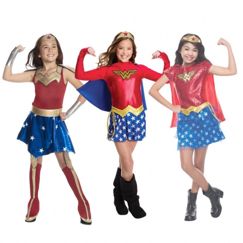 Děti super cosplay kostýmy super dívky šaty superwoman šaty super halloween oblečení