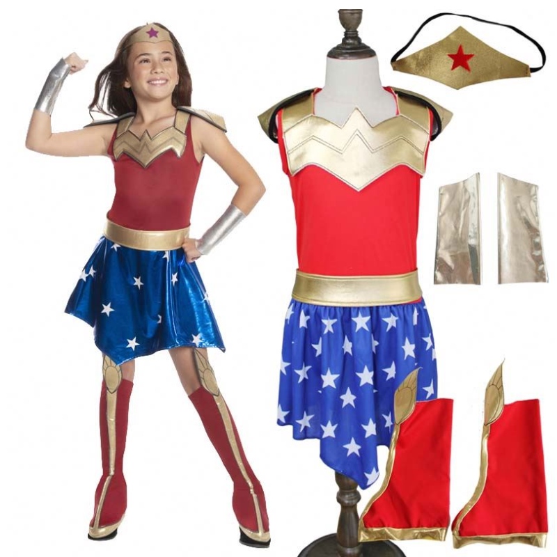 Děti super cosplay kostýmy super dívky šaty superwoman šaty super halloween oblečení