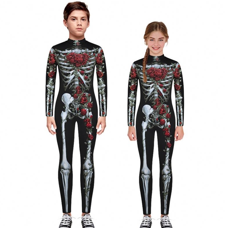 Halloween Scary Cosplay Costys for Kids Skeleton Bodyit ďábel Vampire Carnival Party Oděv lebka šaty