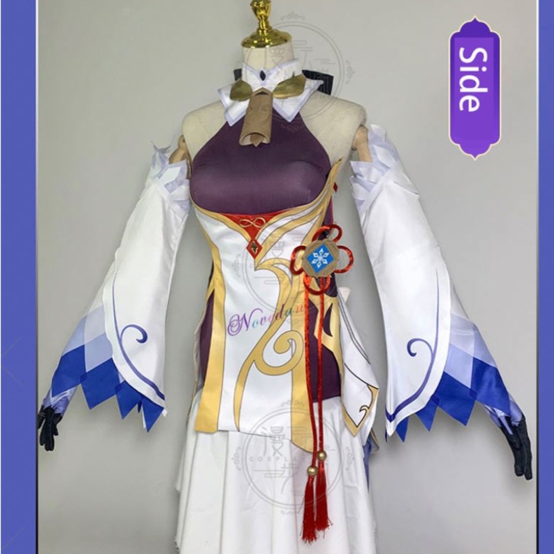 Genshin dopad ganyu cosplay kostým anime halloween party ozdobné šaty ženy sexy outfit paruka boty rohy rekvizity herní oblek