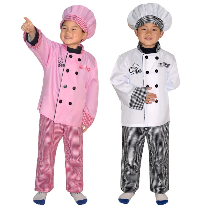 Nový styl Kids Chef Costume Halloween Party Cosplay Clothing Role Play Girl \\ 'a Boy \\'s Chef Apron Costume