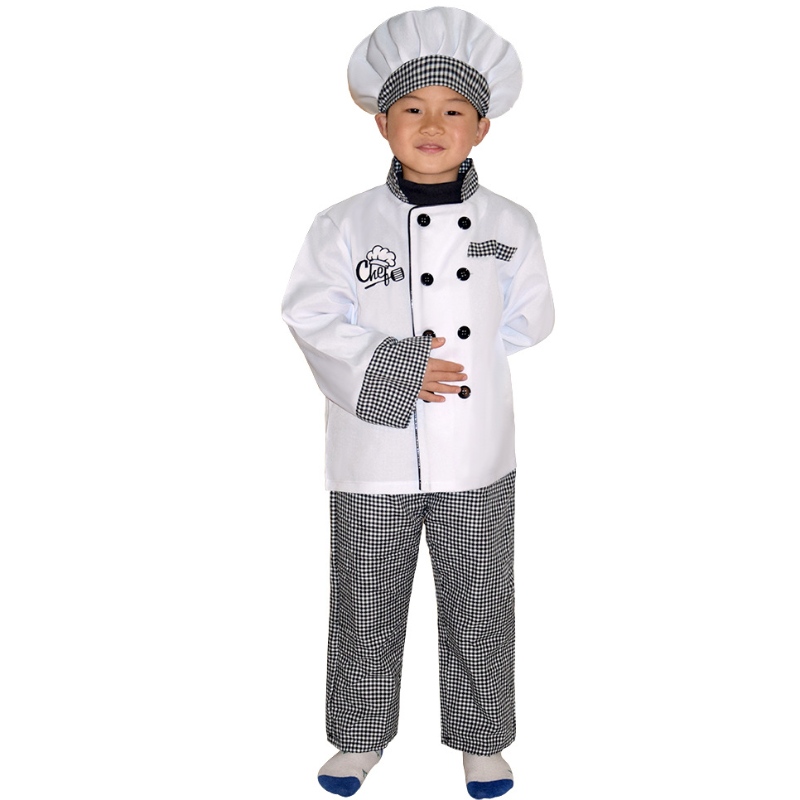 Nový styl Kids Chef Costume Halloween Party Cosplay Clothing Role Play Girl \\ 'a Boy \\'s Chef Apron Costume